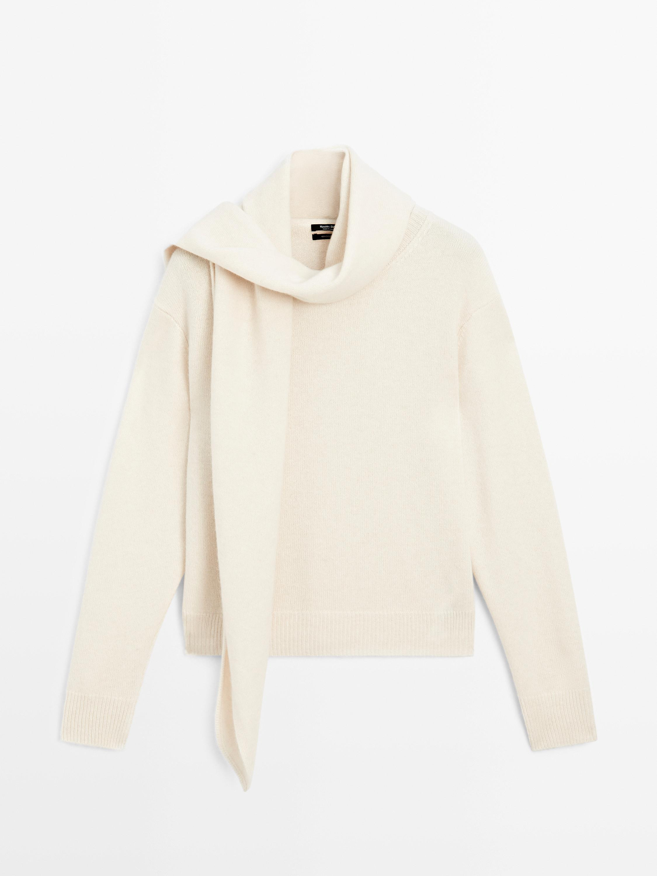 Cashmere scarf neck sweater | Massimo Dutti UK