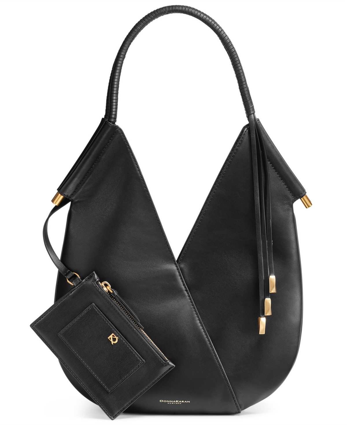 Baldwin Shoulder with Leather Wrapped Rounded Handle - Blk/gold | Macy's