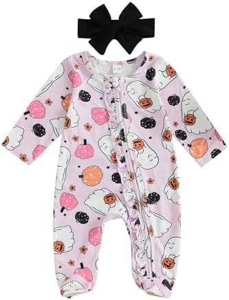 Kuriozud Newborn Baby Girl Clothes Footie Romper Infant Sleeper Outfit | Amazon (US)