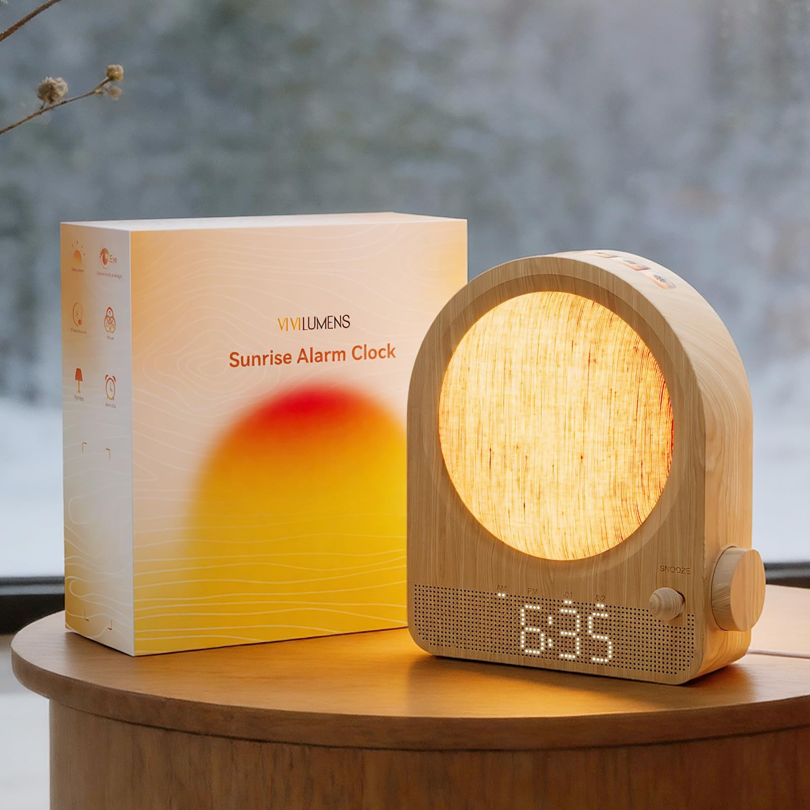 Vivilumens Gradual Sunrise Alarm Clock & White Noise Sound Machine for Better Sleep - Wood Grain ... | Amazon (US)