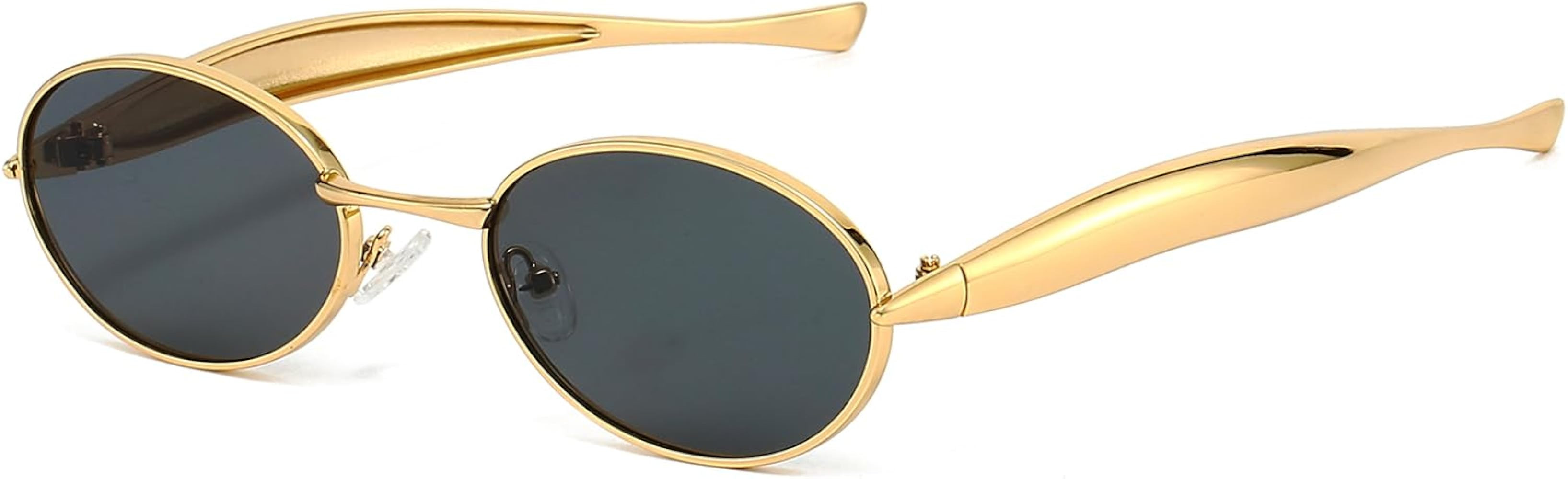 Retro Oval Sunglasses for Women Men 70s Trendy Sardine Sun Glasses Gold Metal Frame Shades UV400 ... | Amazon (US)