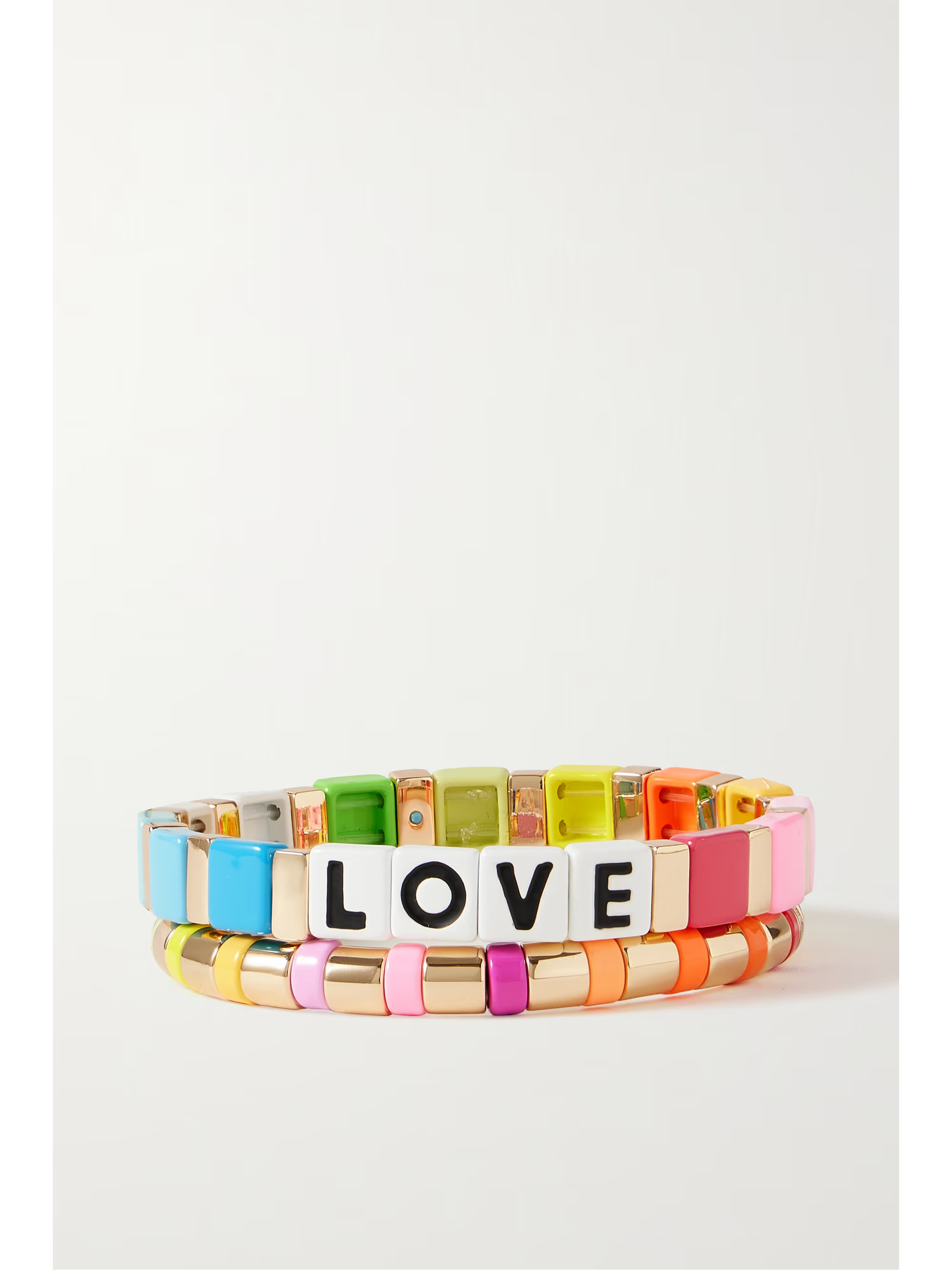 Love Rainbow set of two gold-tone and enamel bracelets | NET-A-PORTER (US)
