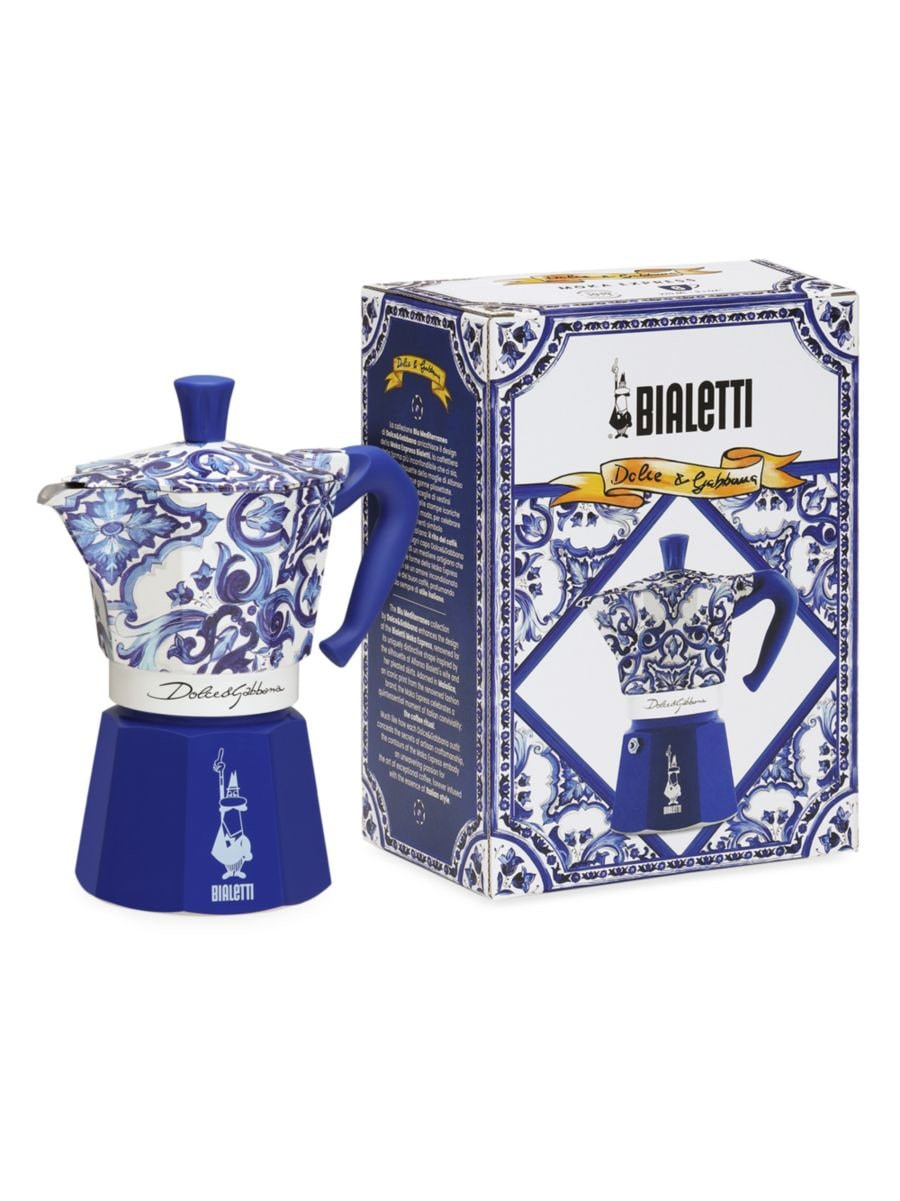 Shop Dolce&Gabbana Dolce&amp;Gabbana x Bialetti Blue Mediterraneo 6-Cup Moka Machine | Saks Fifth... | Saks Fifth Avenue