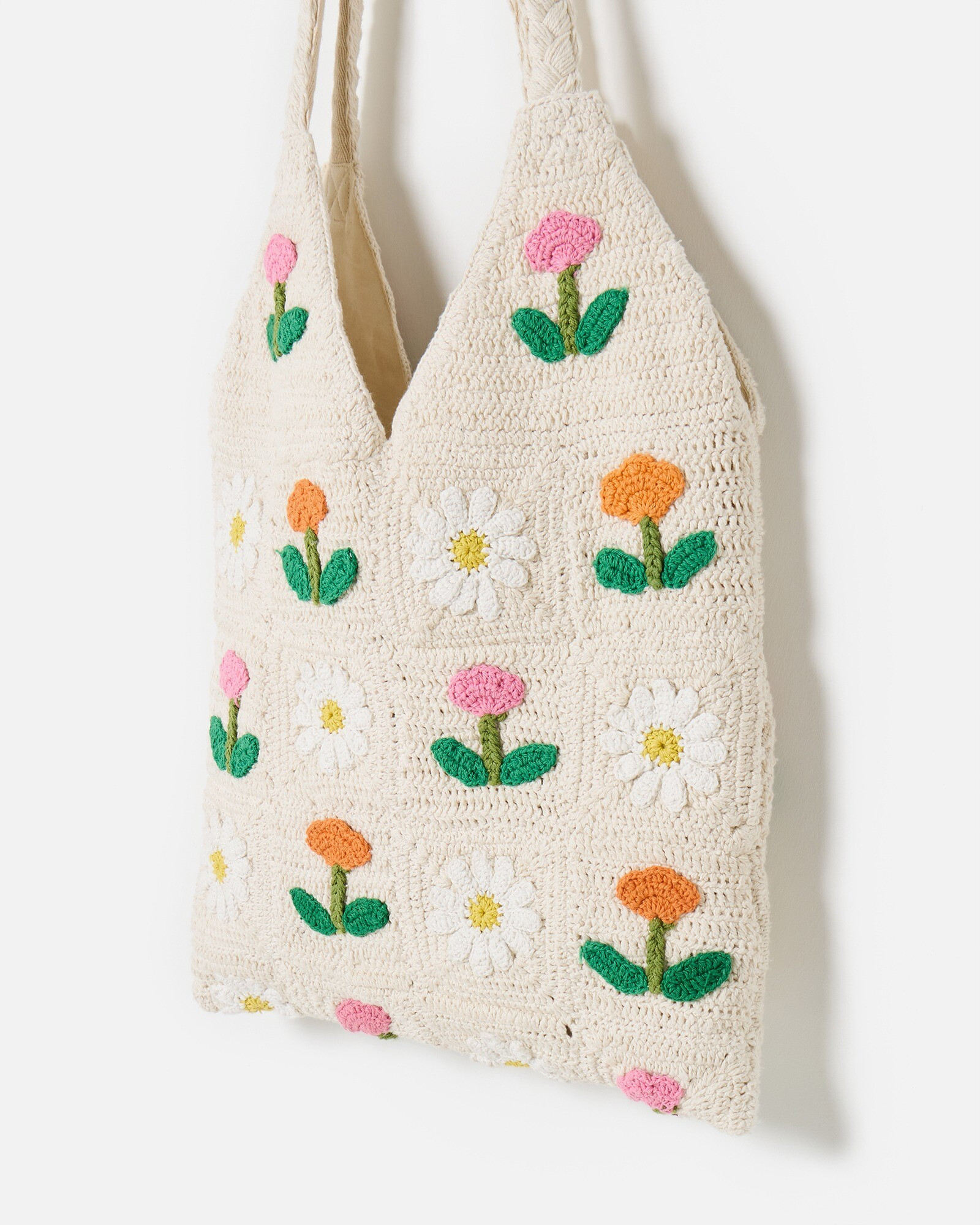 Cream Flower Power Cotton Crochet Tote Bag | Oliver Bonas | Oliver Bonas (Global)
