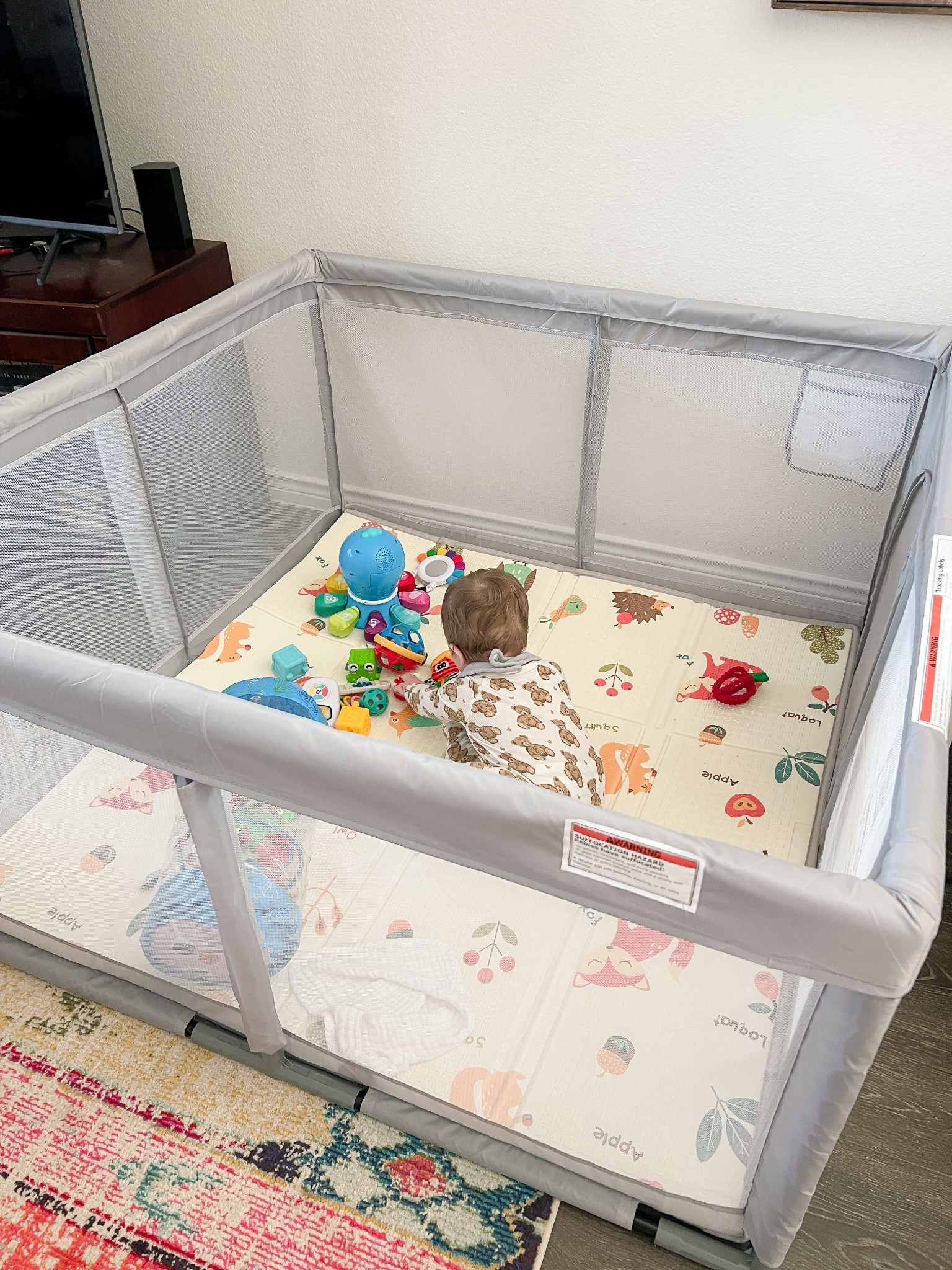 Walker is rolling and spinning all around now, so we had to get a play pen to keep him contained! 😅 This one was super easy to set up and affordable too.

#LTKHome #LTKBaby
