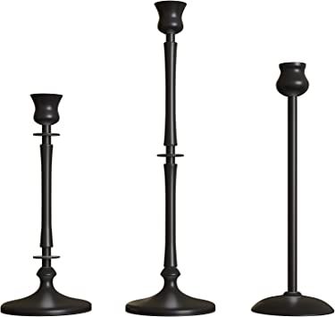 Amazon.com: Matte Black Taper Candlestick Holders Set of 3 - Metal Taper Candle Holders for Candl... | Amazon (US)
