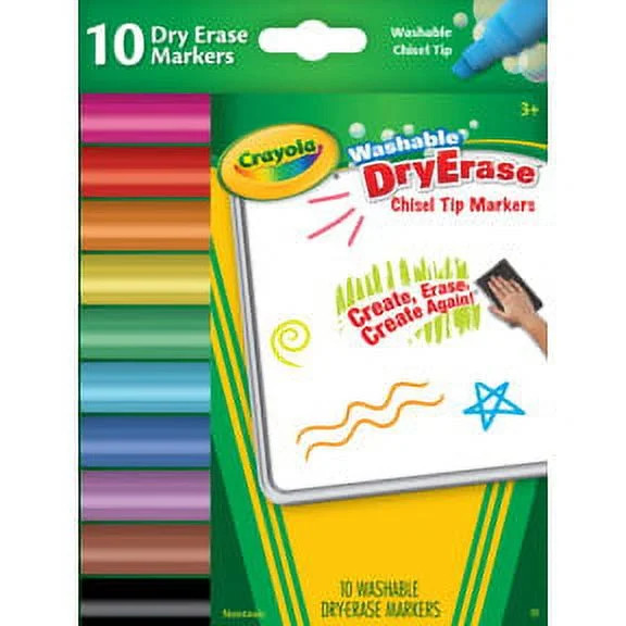 Crayola Washable Dry Erase Markers, Wedge Tip Markers, School Supplies, 10 Count, Gifts for Kids | Walmart (US)