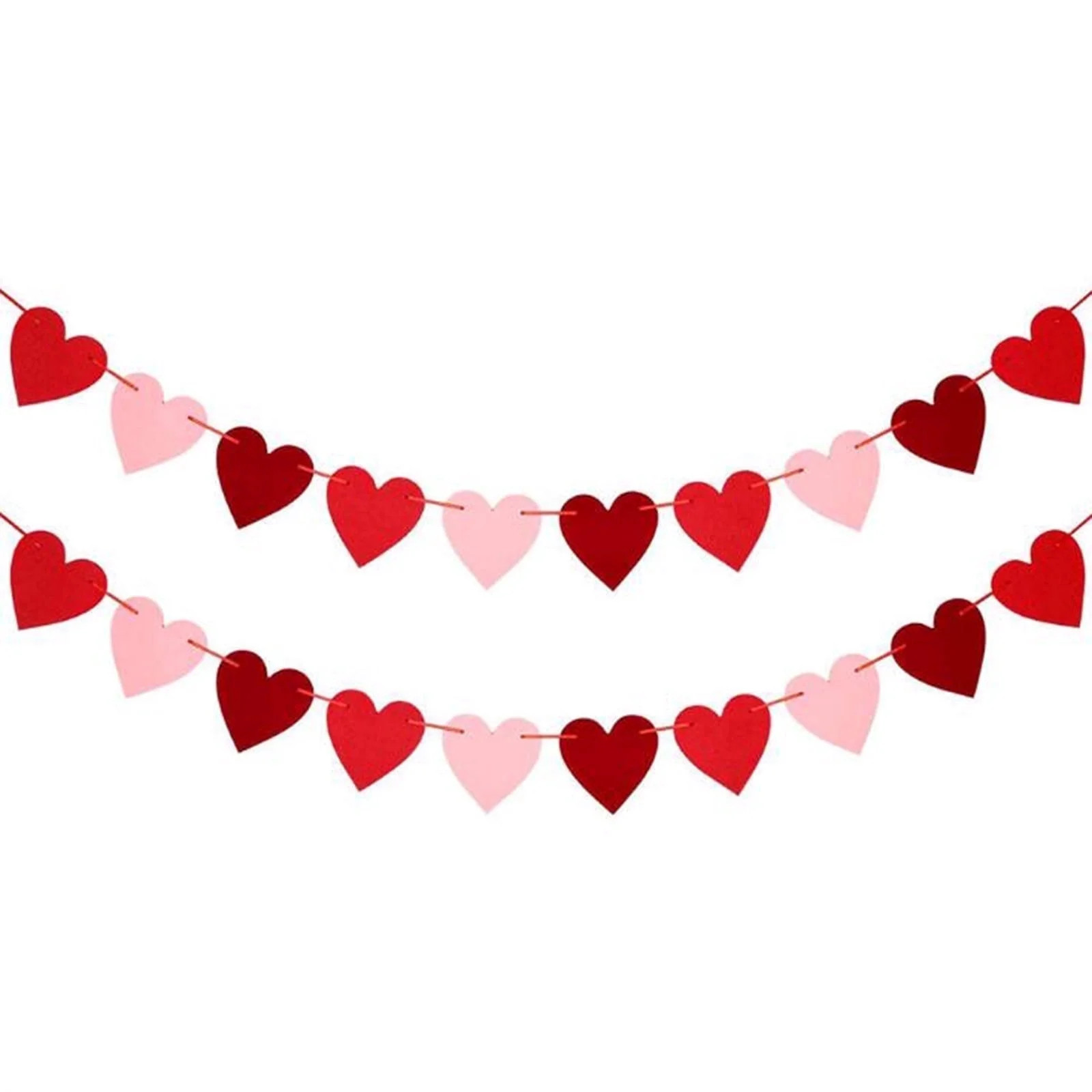 2 Pack Felt Heart Valentine’s Day Garland Banner Valentines Day Heart Decorations for Anniversa... | Walmart (US)