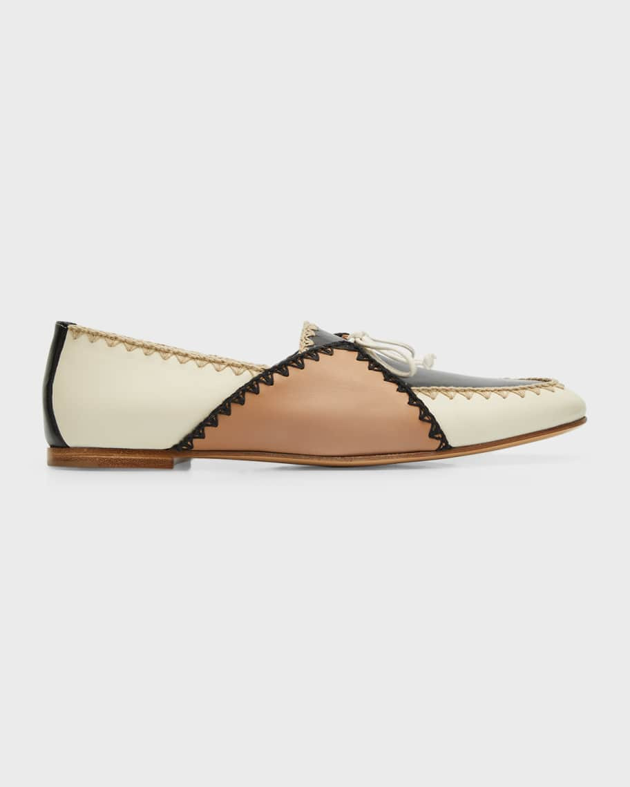 Gabriela Hearst Hawett Colorblock Leather Knit Loafers | Neiman Marcus