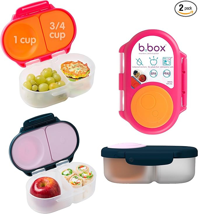 b.box Snack Box 2 Pack - Leak Proof Mini Bento Box for Kids & Toddlers, 2 Compartment Snack Conta... | Amazon (US)