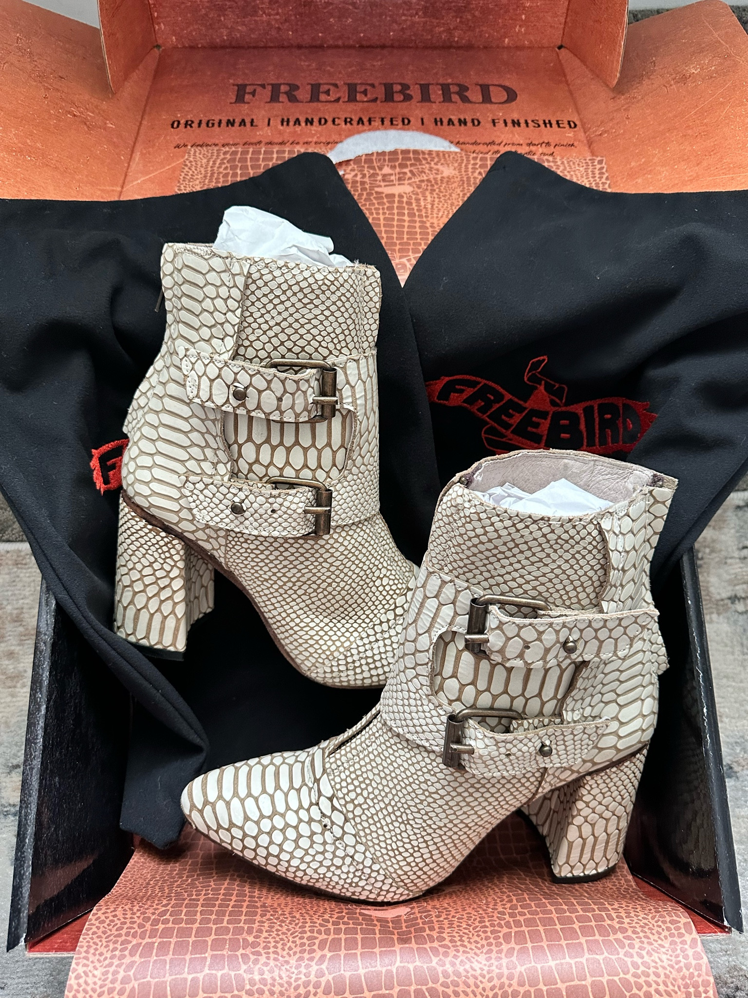 Freebird store snakeskin booties