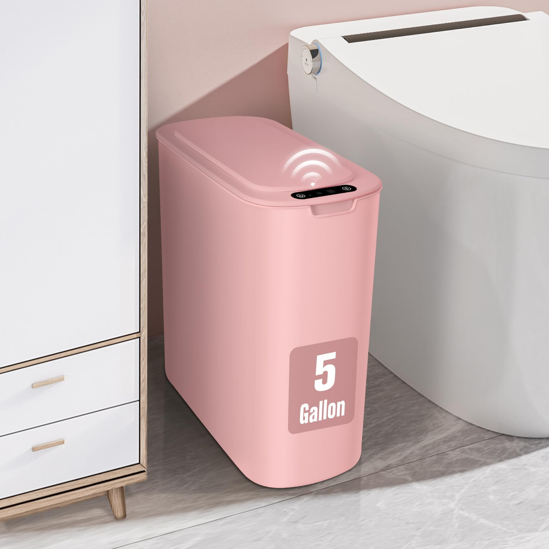 Cesun 5 Gallon Pink Automatic Bathroom Trash Can, Touchless Motion Sensor Garbage Can with Lid, P... | Amazon (US)