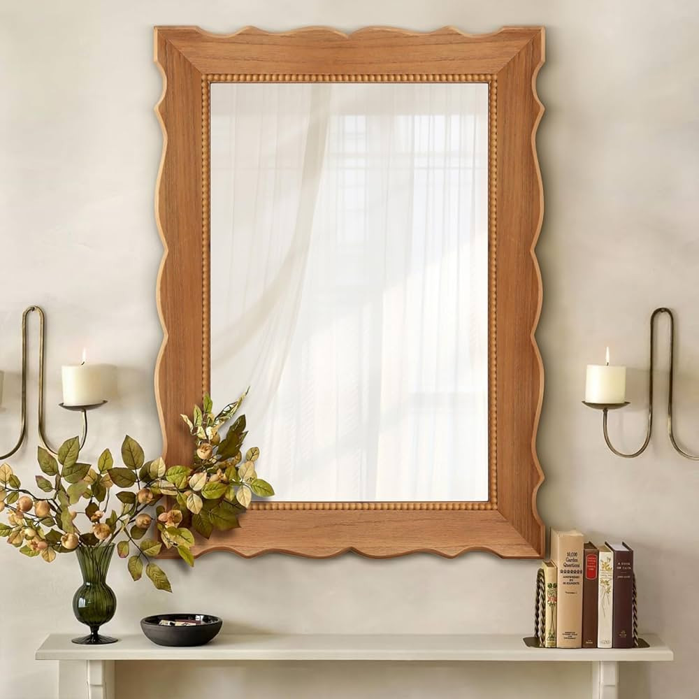 Rustic Wooden Framed Wall Mirror, 32" x 24" Wood Bathroom Mirrors for Wall Mounted, Décor Wall A... | Amazon (US)