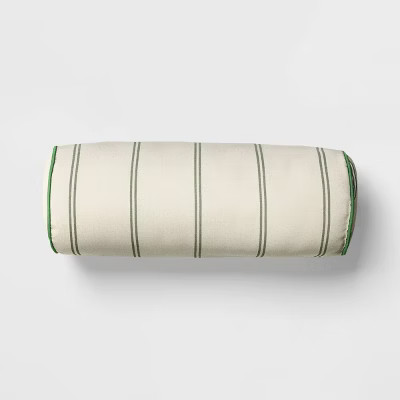 20"x8" Striped Outdoor Bolster Pillows Cream - Threshold™ designed with Studio McGee | Target