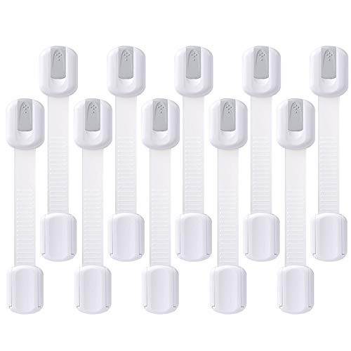 Goodv Child Safety Cabinet Locks - (10 Pack) Baby Proofing Latches to Drawer Door Fridge Oven Toilet Seat Kitchen Cupboard Appliance Trash Can with 3M Adhesive - Adjustable Strap No Drill No Tool | Amazon (US)