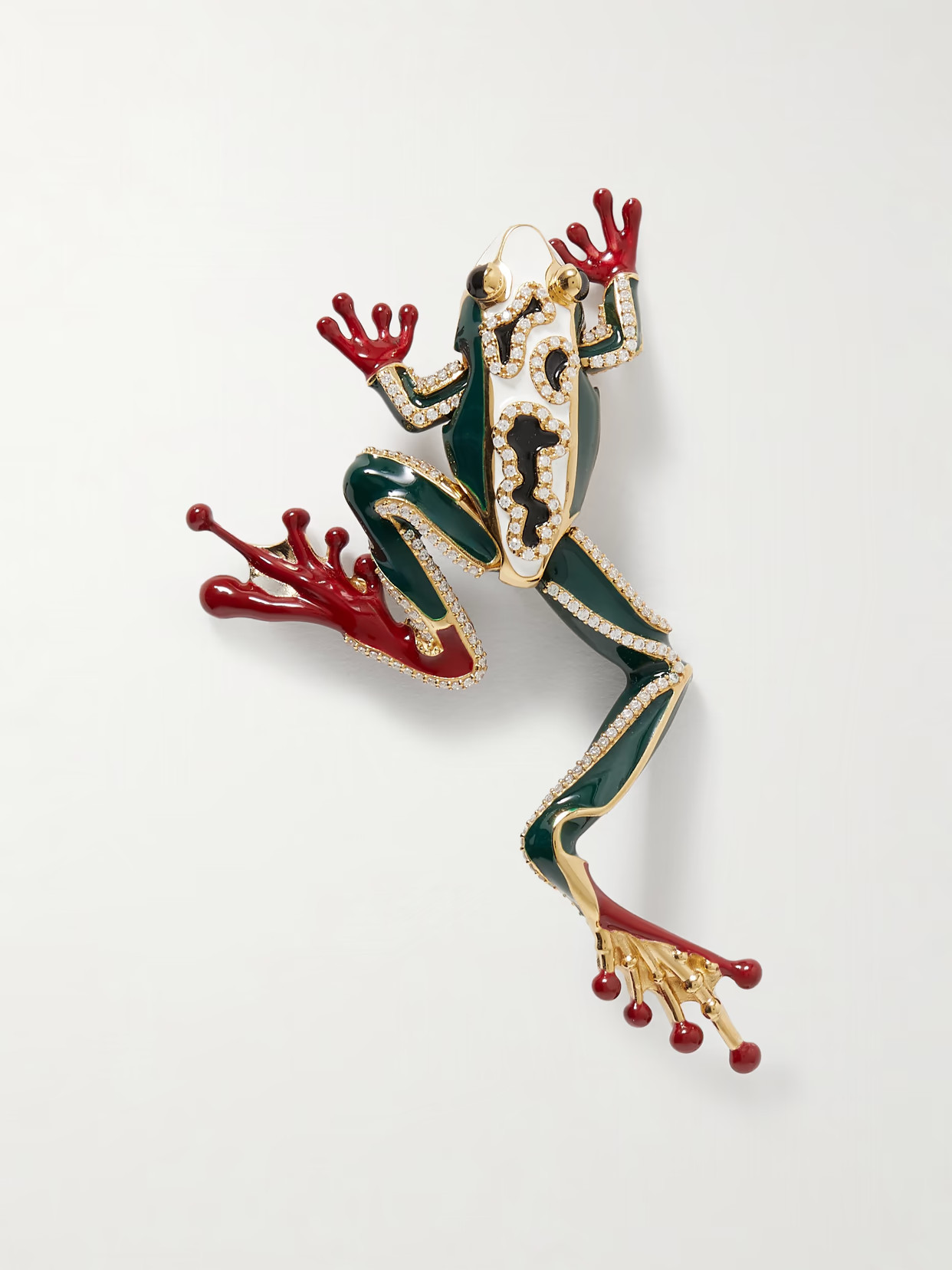 Bottega Veneta - Gold-tone, Enamel And Crystal Brooch - Green | NET-A-PORTER (US)