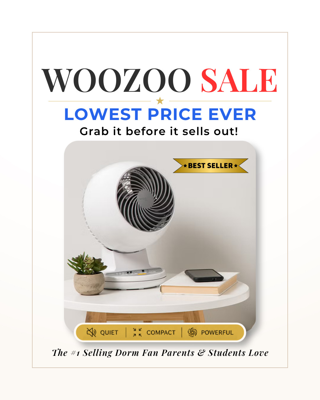 Woozoo Fan Sale: Lowest Price Ever

The dorm fan everyone talks about is finally marked down. 
The Woozoo fan is quiet, compact, powerful, and perfect for college dorm rooms, small bedrooms, apartments, desks, nightstands, and move-in day essentials.
It’s one of those dorm must-haves parents and students buy every year because it actually works, doesn’t take up much space, and helps keep small rooms comfortable.

Lowest price ever, and it tends to sell out fast. Grab it while it’s still marked down.
#dormfan #dorm #dormroom

#LTKHome #LTKSaleAlert