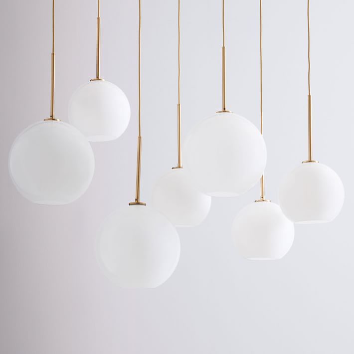 Sculptural Glass 7-Light Globe Chandelier - Milk (44.5&quot;) | West Elm (US)