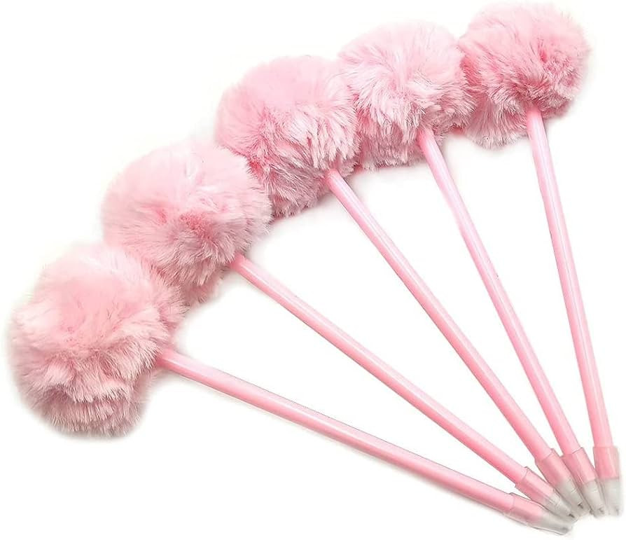 Needle Gel Ink Pens 5 PCS Purple Pom Pom Pen Fluffy Pompoms Plastic Rollerball Pen Signature Ball... | Amazon (US)