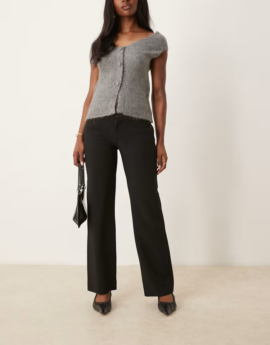 Gina Tricot tailored straight leg pants in black | ASOS (Global)