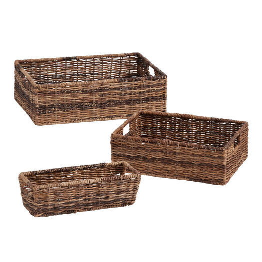 Madras Low Dark Brown Abaca Utility Basket by World Market | World Market