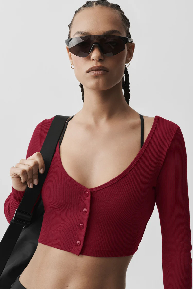Ribbed Cropped Whisper Cardigan | Alo Yoga