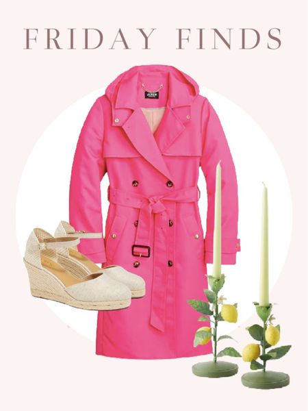 It’s spring!! A pink trench coat, and classic espadrille, and a pair of adorable candlesticks  

#LTKFind #LTKSeasonal