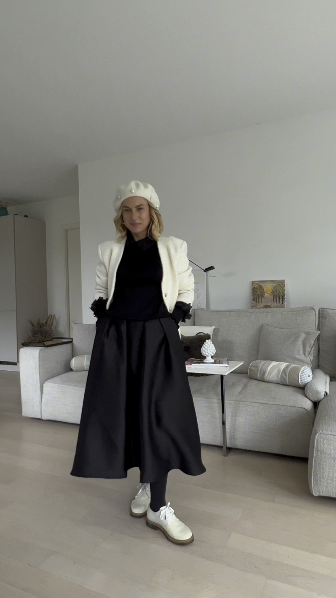 Maxi skirt, minimal wool hacket and Beret 

#LTKeurope #LTKover40 #LTKsalealert