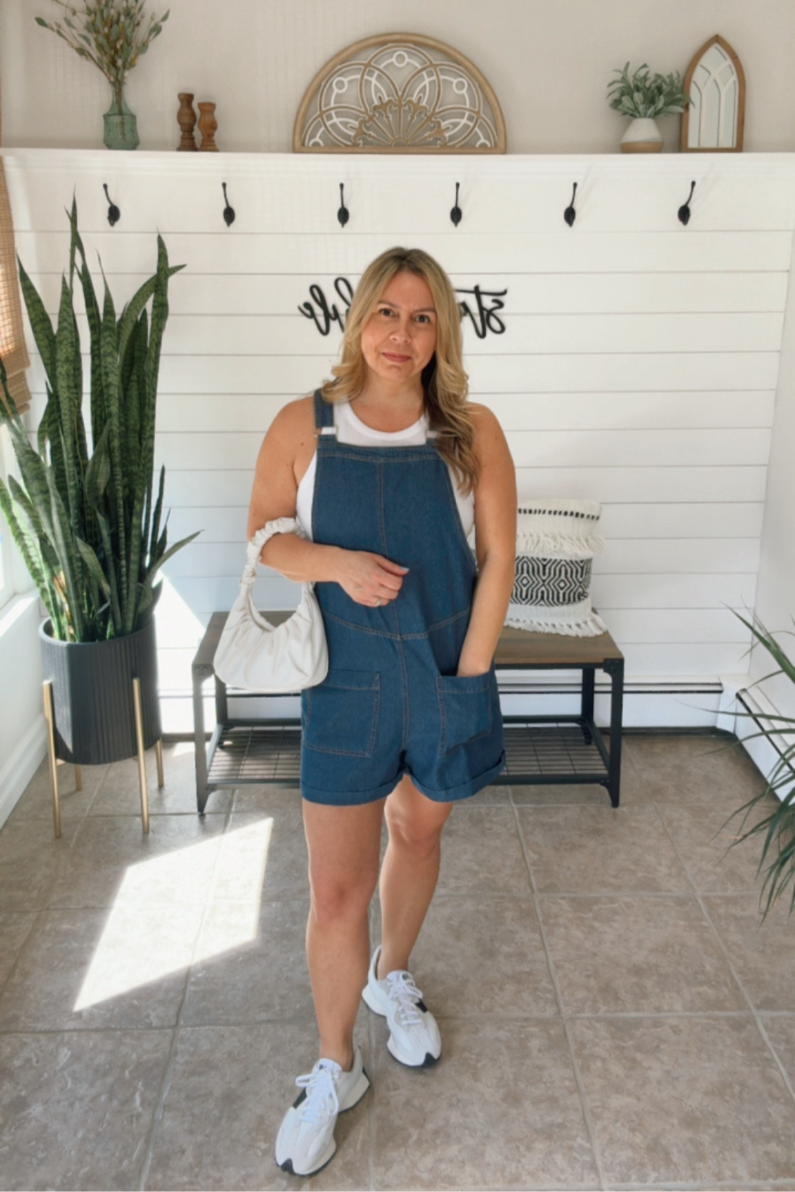 Spring outfit idea! I’m wearing medium in the shortalls. They are a light weight denim

#LTKtravel #LTKover40 #LTKmidsize