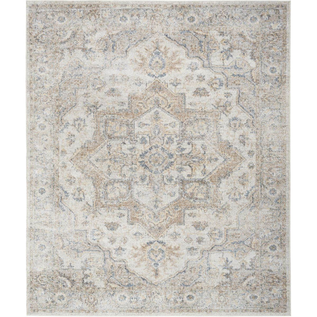 Nourison Astra Machine Washable Vintage Medallion Indoor Rug Silver Grey 7'10" x 10' | Target