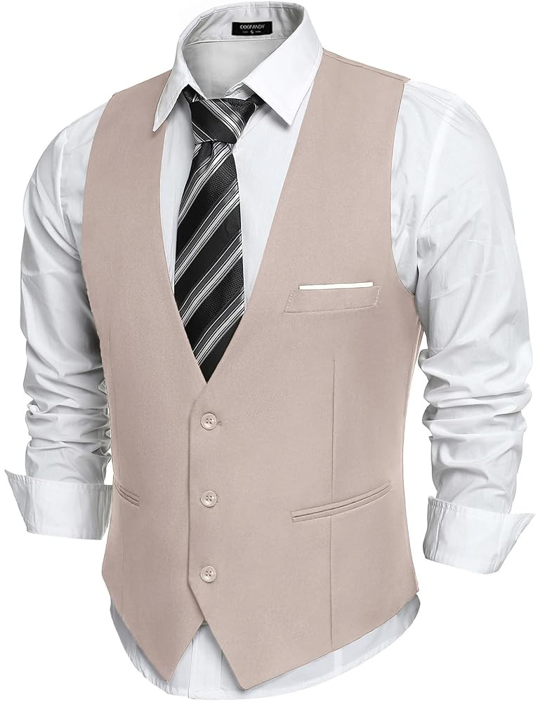 COOFANDY Men's Suit Vest Slim Fit Formal Dress Waistcoat Casual Business Vests for Suit or Tuxedo | Amazon (US)