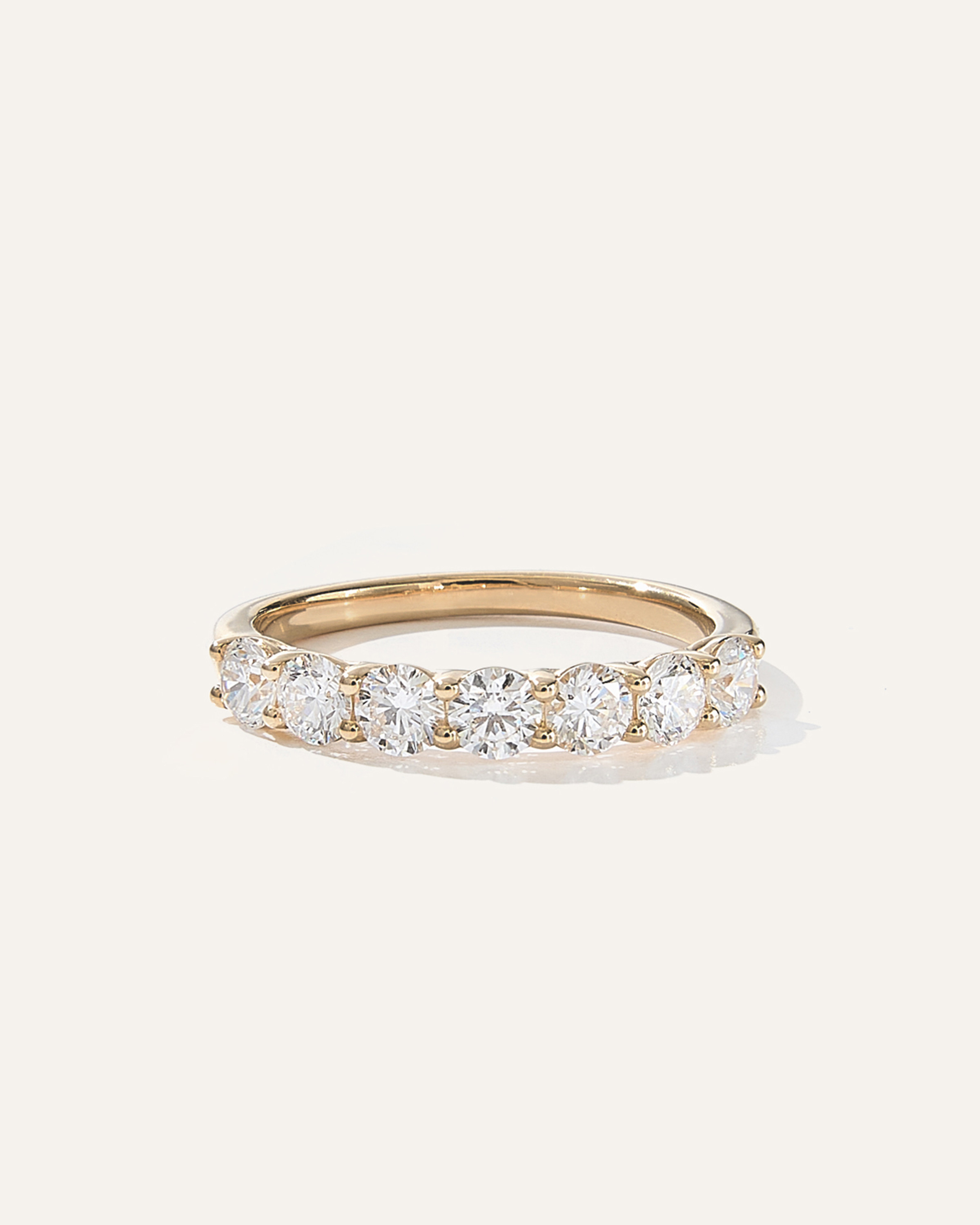 Quince | Women's Lab Grown Diamond Round Seven Stone Band Rings in Yellow Gold, Size 8 | Quince