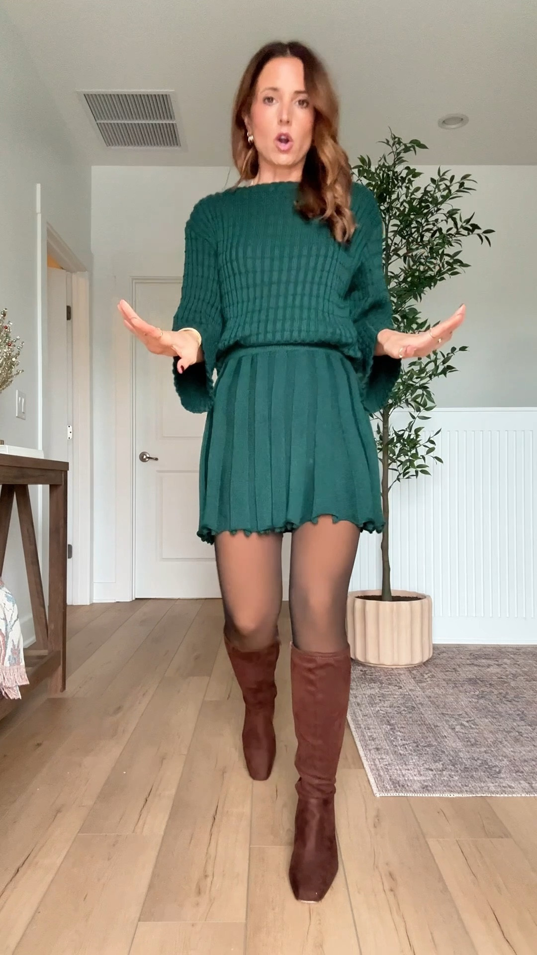 These Amazon fleece-lined tights are perfect for keeping you warm. They are waist-snatching and tummy control! XS-Small in color tan. Comfortable to wear all day. Paired with my favorite boots (go up half a size) and matching set (XS).



#LTKHoliday #LTKPetite #LTKootd