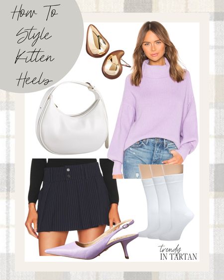 How to style kitten heels!

Outfit idea, heels, shoulder bag, sweater, mini skirt, gold earrings, socks

#LTKstyletip #LTKSeasonal