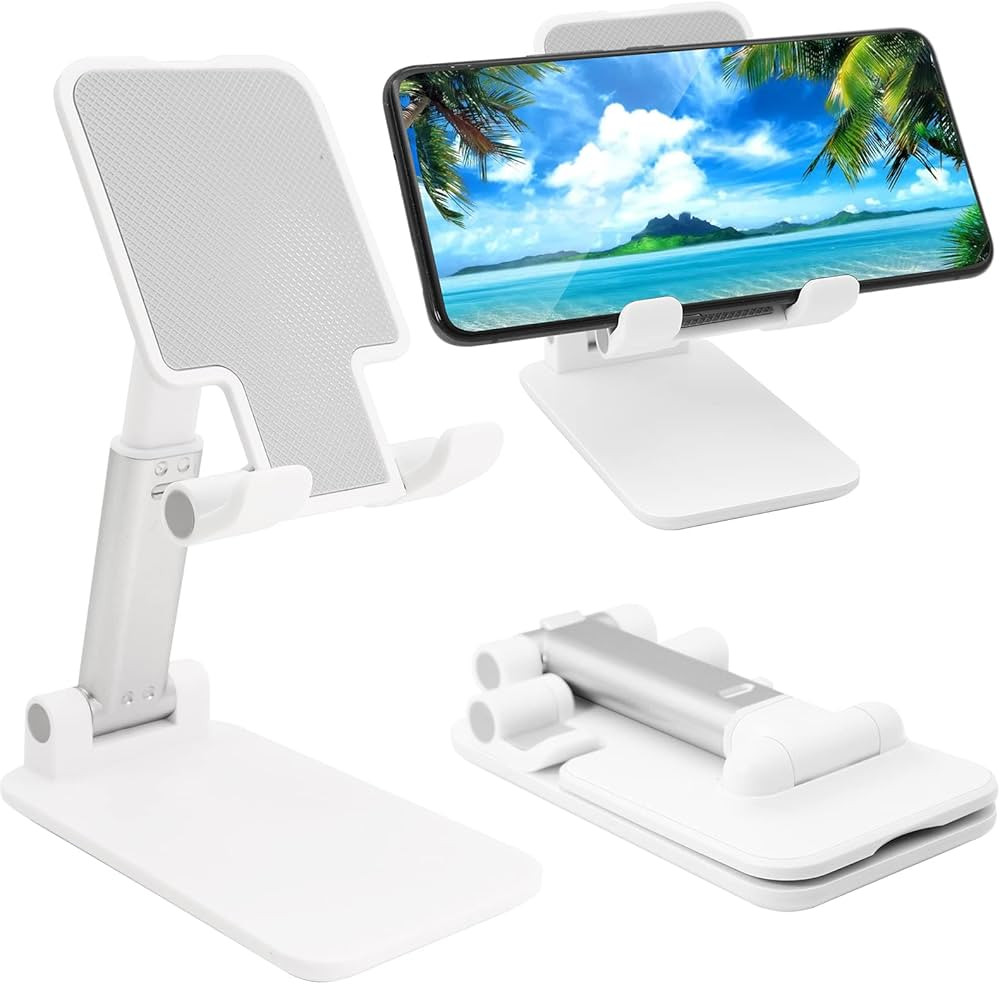 Cell Phone Stand, Folding Desktop Phone Stand, Angle Height Adjustable Mobile Phone Holder for De... | Amazon (US)