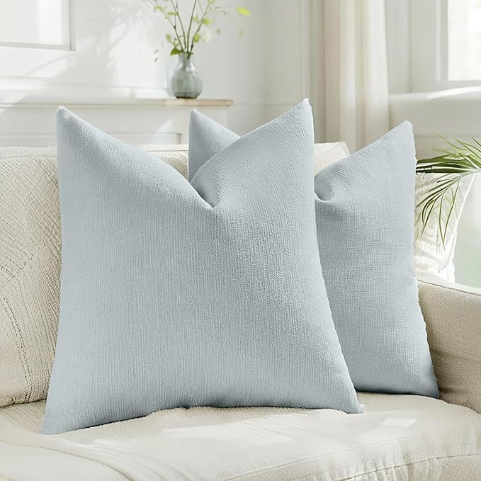 Pack of 2 Linen Pillow Covers 20x20 Inch, Decorative Throw Pillows Soft Boho Neutral Cushion Cove... | Amazon (US)