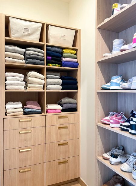 We love this closet transformation! To organize this closet we switched out all of the hangers to be velvet and matching, separated the hanging clothing into categories by purpose, and folded her sweatshirts and jeans to place on the shelves.

#LTKshoecrush #LTKhome