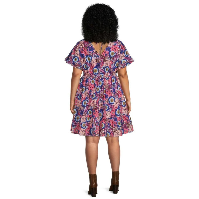 Terra & Sky Women's Ruffled Print Dress | Walmart (US)
