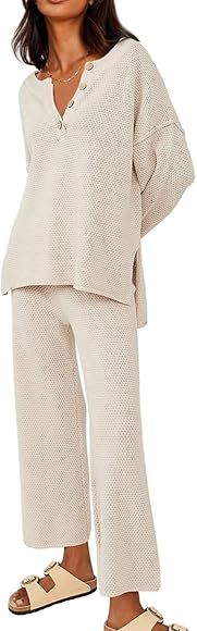 EFAN Womens 2 Piece Lounge Sets Trendy Cozy Knit Slouchy Loungewear Sweater Set | Amazon (CA)