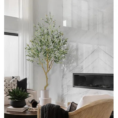 Tall Faux Olive Tree，8ft(96in) Realistic Texture Potted Silk Artificial Olive Tree. | Wayfair North America
