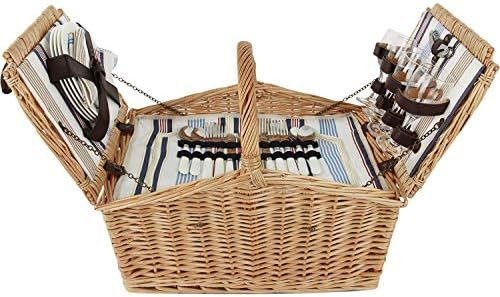 ZORMY Huntsman Willow Picnic Basket for 4 Persons with Insulated Cooler, Large Wicker Hamper Cutl... | Amazon (US)