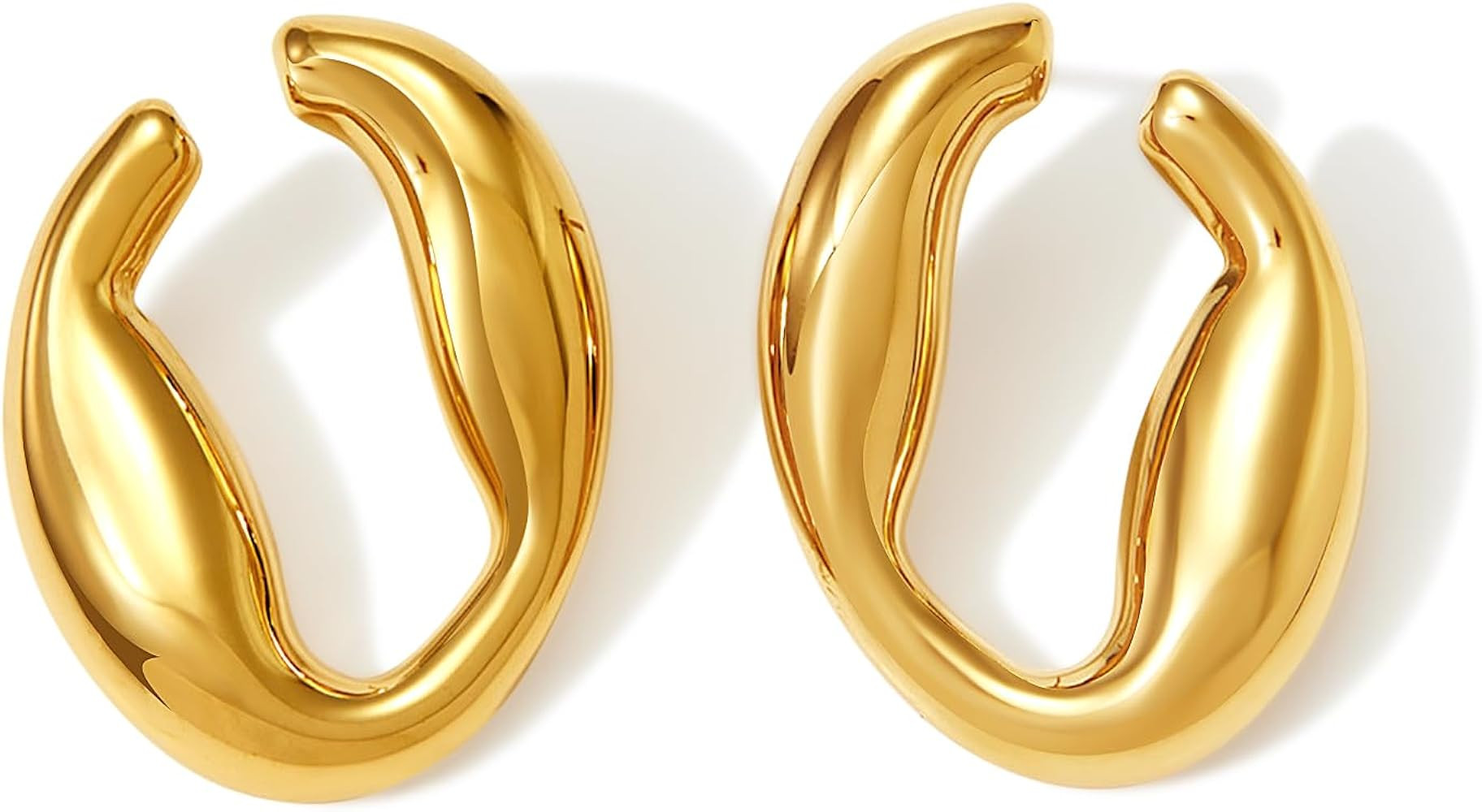 Amazon.com: 8YEARS Chunky Gold Hoop Earring for Women, 18K Gold Plated Lightweight Thick Gold Hoo... | Amazon (US)