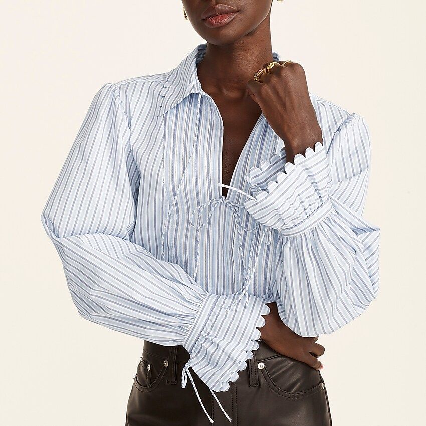 Thomas Mason® for J.Crew scalloped top in stripe | J.Crew US