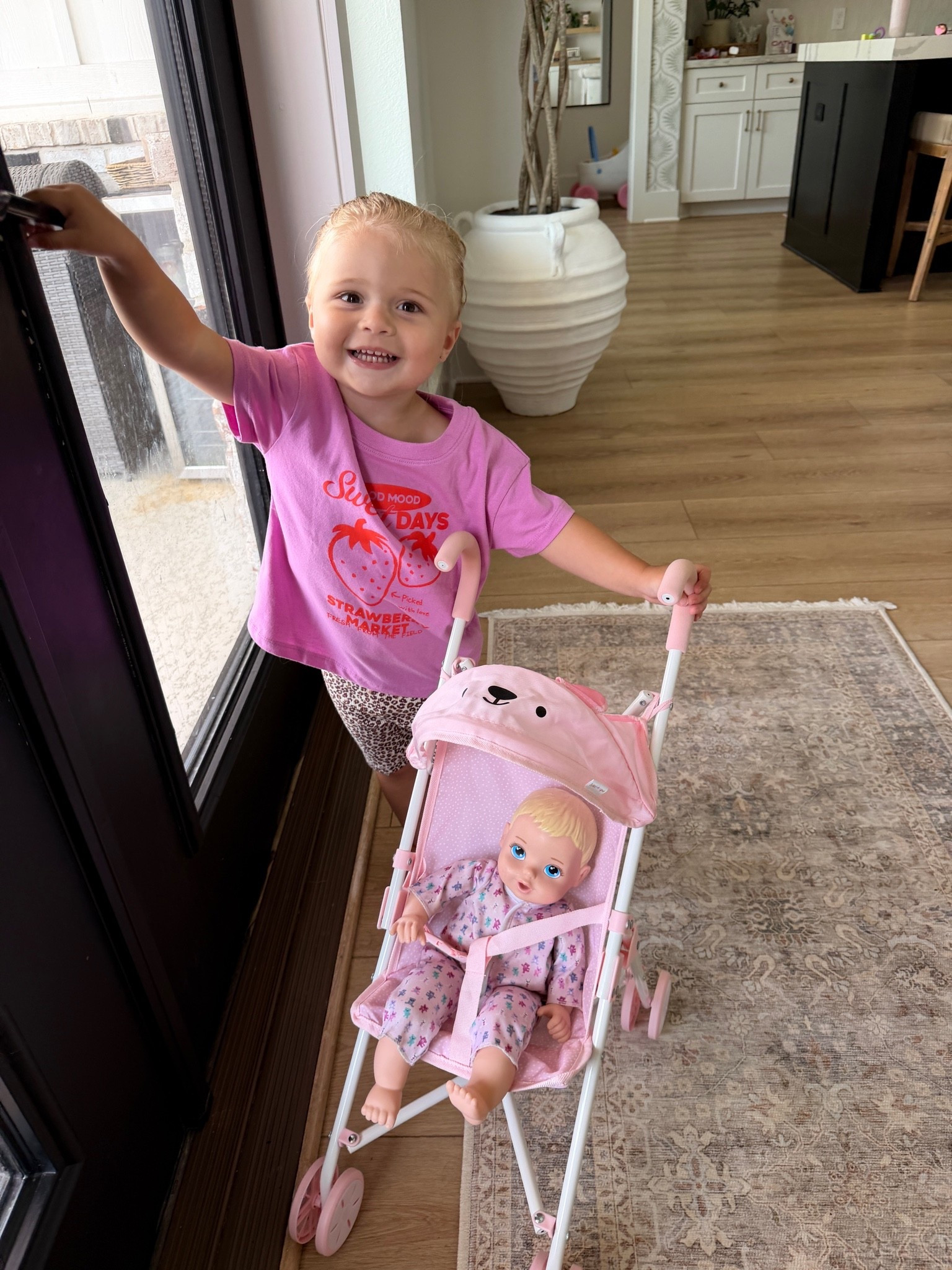 Girl is loving her new baby doll stroller so much ! Her graphic tea and leopard bike shorts aren’t available online yet.

#LTKdayinmylife #LTKBaby #LTKKids