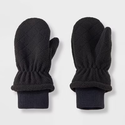 Toddler Quilted Fleece Mittens - Cat & Jack™ Black 2T-5T | Target