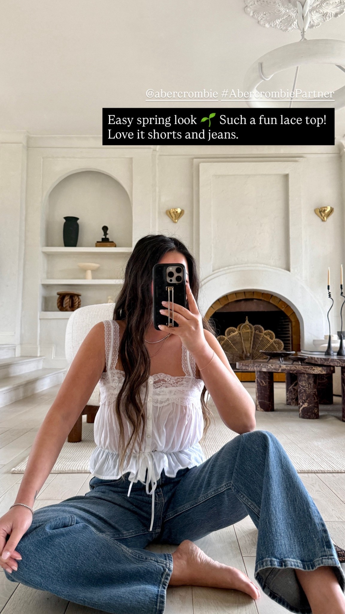 Easy outfit for spring! I’m wearing an XS in the lace top. Top has adjustable straps and adjustable cinched waist tie detail. Easy to wear with jeans and skirts!

@abercrombie 
#abercrombiepartner

#LTKootd #LTKPetite #LTKOver40