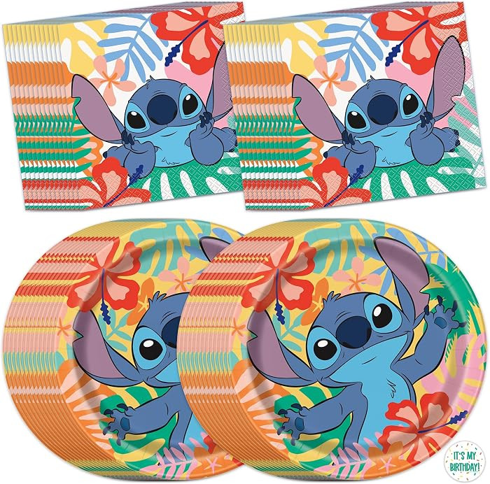 Stitch Plates and Napkins for 32 Guests | Lilo and Stitch Birthday Party Decorations | Officially... | Amazon (US)