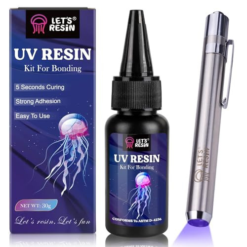 LET'S RESIN UV Resin Kit with Light, Bonding&Curing in Seconds, 30g UV Resin with Flashlight for Welding, Jewelry UV Glue Adhesive for Plastic Repair, Glass Light, Craft Decor | Amazon (US)