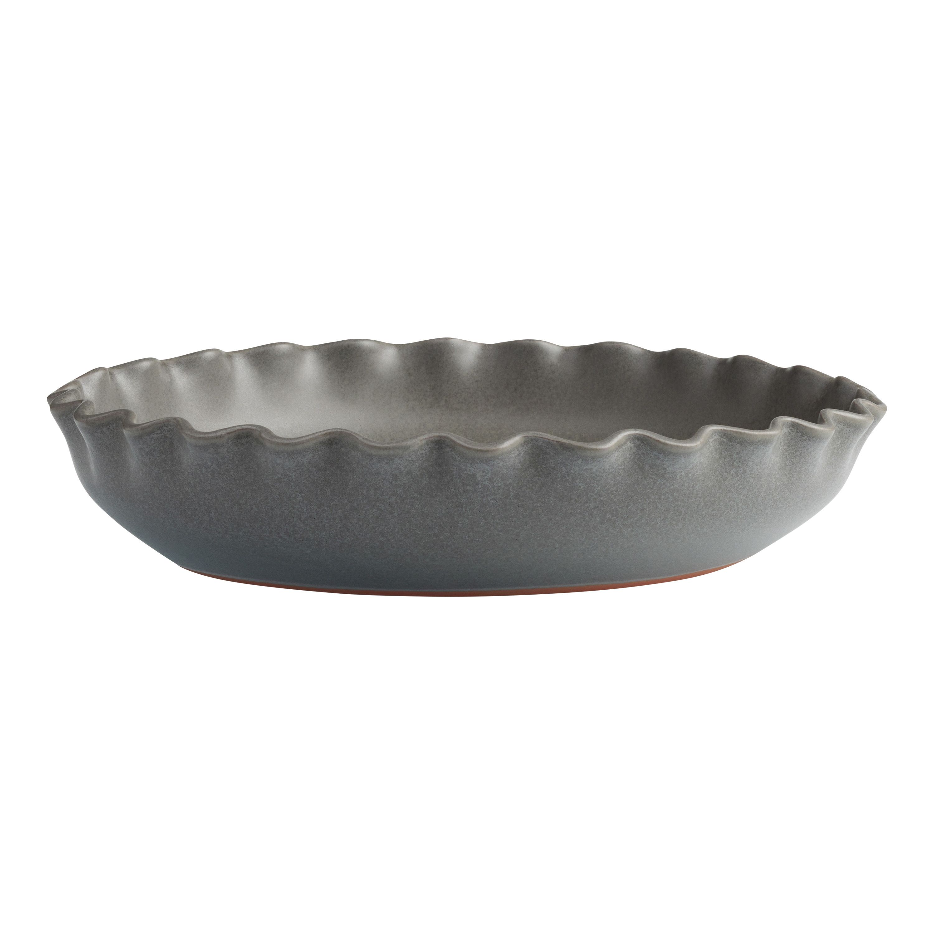 Silva Charcoal Gray Reactive Glaze Ruffle Rim Serving Bowl | World Market