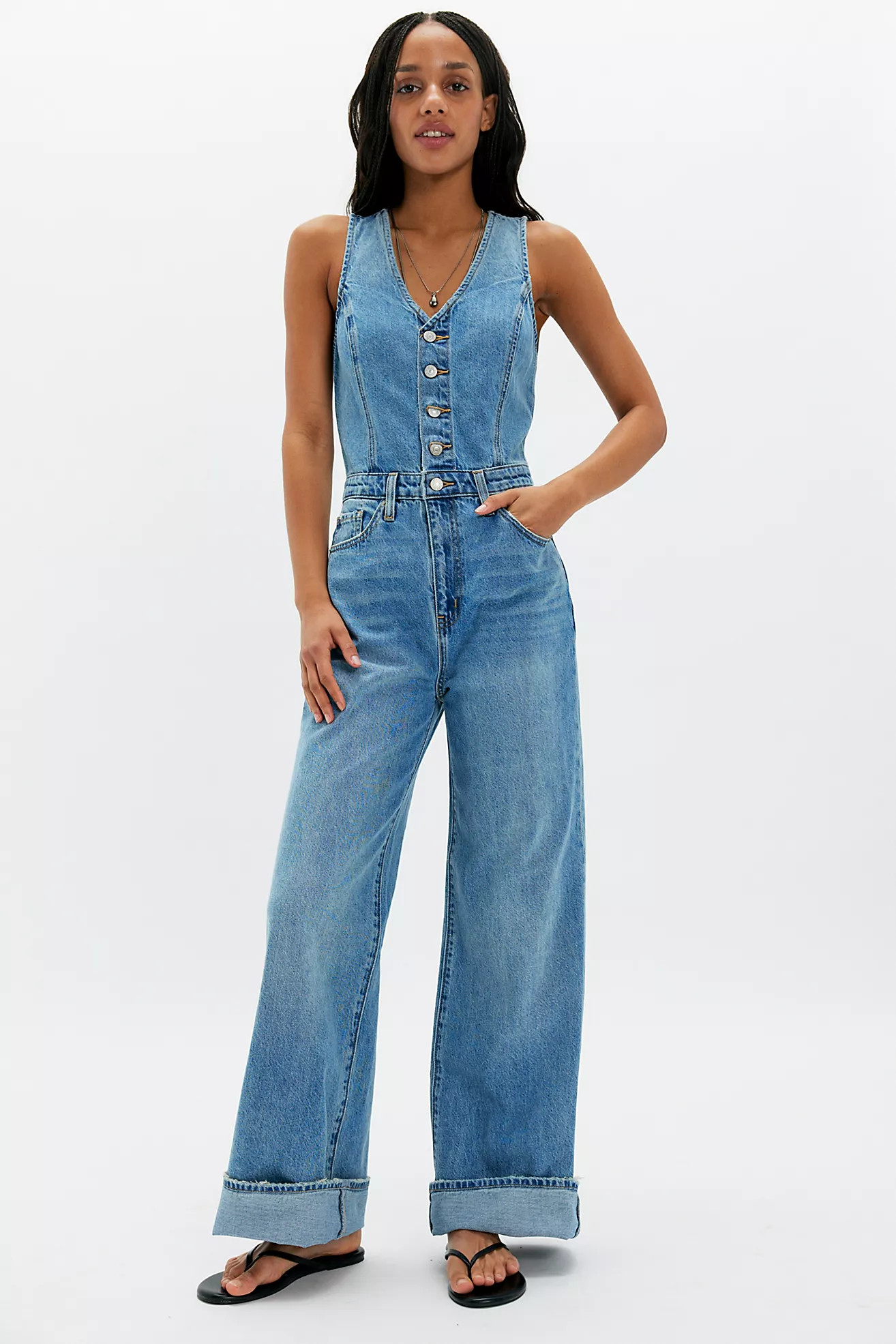 Levi's Denim Vest Wide-Leg Jumpsuit | Free People (Global - UK&FR Excluded)